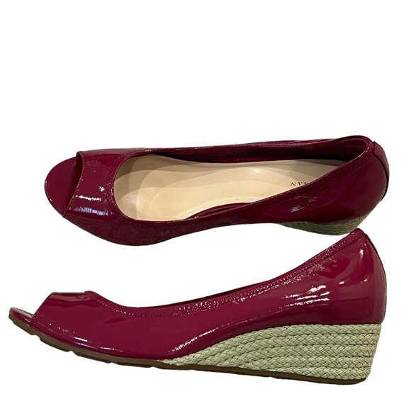 Cole Haan x Nike Air Womens Red Patent Peep Toe Wedge Shoes Size 10B - Picture 2 of 5